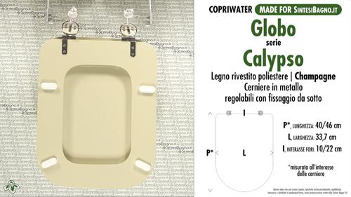 WC-Seat MADE for wc CALYPSO GLOBO Model. CHAMPAGNE. Type DEDICATED. Wood Covered