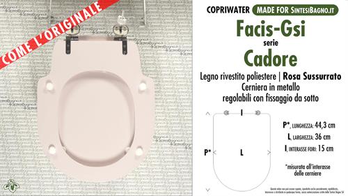 WC-Seat MADE for wc CADORE FACIS/GSI Model. WHISPERED PINK. Type DEDICATED