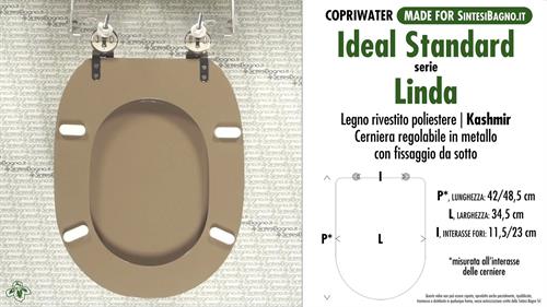 Abattant wc MADE pour LINDA/IDEAL STANDARD modèle. KASHMIR. Type DÉDIÉ