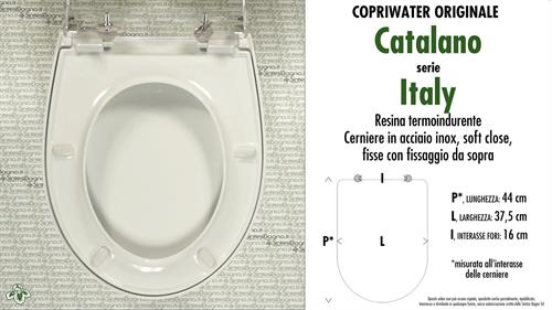 COPRIWATER per wc ITALY. CATALANO. Ricambio ORIGINALE. SOFT CLOSE. Duroplast