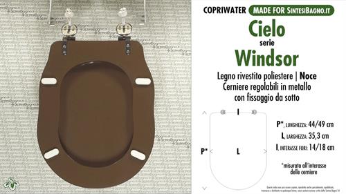 WC-Seat MADE for wc WINDSOR/CIELO Model. WALNUT. Type DEDICATED. Wood Covered