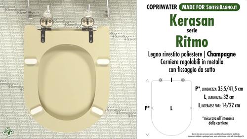 WC-Seat MADE for wc RITMO KERASAN Model. CHAMPAGNE. Type DEDICATED. Wood Covered