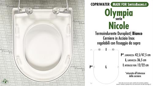 Abattant wc MADE pour NICOLE OLYMPIA modèle. Type DÉDIÉ. Duroplast