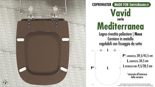 Abattant wc MADE pour MEDITERRANEA/VAVID modèle. NOYER. Type DÉDIÉ. Bois Couvert