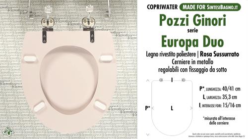 WC-Seat MADE for wc EUROPA DUO POZZI GINORI Model. WHISPERED PINK