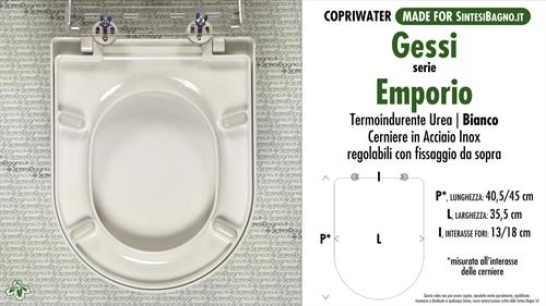 WC-Sitz MADE für wc EMPORIO GESSI Modell. SOFT CLOSE. Typ GEWIDMETER. Economic