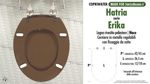 WC-Seat MADE for wc ERIKA/HATRIA Model. WALNUT. Type DEDICATED. Wood Covered