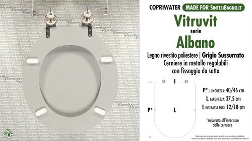 WC-Seat MADE for wc ALBANO VITRUVIT Model. WHISPERED GRAY. Type DEDICATED