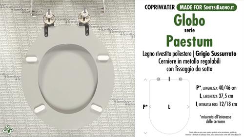 WC-Seat MADE for wc PAESTUM GLOBO Model. WHISPERED GRAY. Type DEDICATED