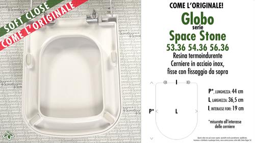 WC-Seat SPACE STONE 53.36 54.36 56.36 T.V. GLOBO model. SOFT CLOSE