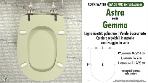 WC-Seat MADE for wc GEMMA ASTRA Model. WHISPERED GREEN. Type DEDICATED