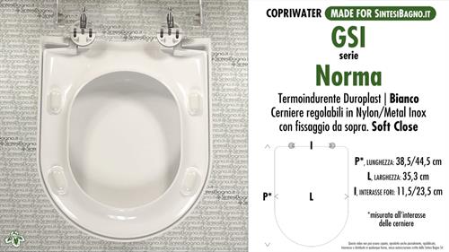 Abattant wc MADE pour NORMA GSI modèle. SOFT CLOSE. Type DÉDIÉ. Duroplast
