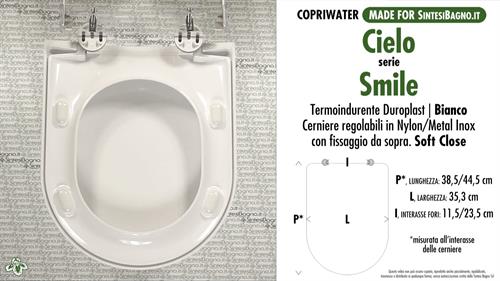 WC-Seat MADE for wc SMILE CIELO model. SOFT CLOSE. Type DEDICATED. Duroplast