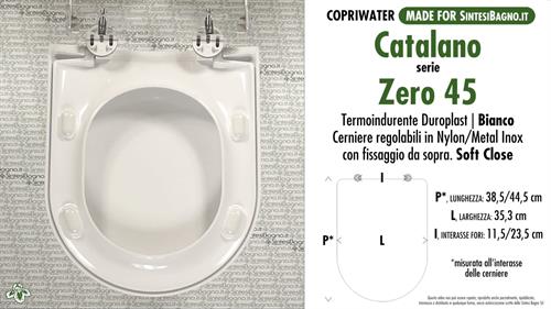 Abattant wc MADE pour ZERO 45 CATALANO modèle. SOFT CLOSE. Type DÉDIÉ. Duroplast