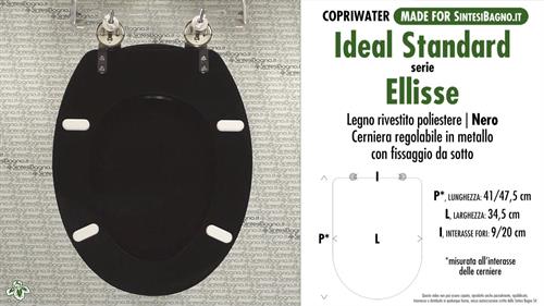WC-Seat MADE for wc ELLISSE IDEAL STANDARD Model. BLACK. Type DEDICATED. Wood Co