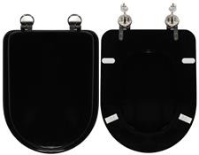 WC-Seat MADE for wc SINTESI CESAME Model. BLACK. Type DEDICATED. Wood Covered