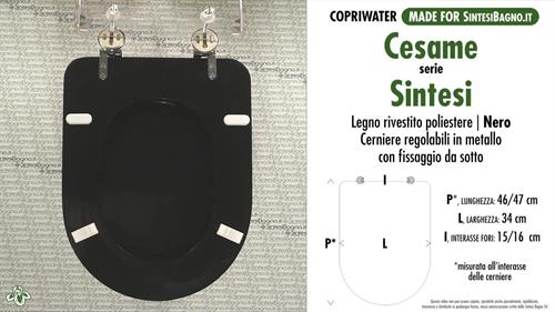 WC-Seat MADE for wc SINTESI CESAME Model. BLACK. Type DEDICATED. Wood Covered
