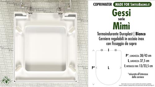 WC-Seat MADE for wc MIMI' GESSI Model. Type COMPATIBLE. Duroplast