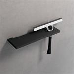Shelf with wiper holder. 30 cm. Matte black