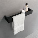 Towel holder with storage shelf. 60 cm. Matte black