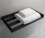 Slatted shelf towel rack. Matte black