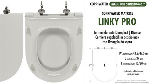 Copriwater MATRICE SINTESIBAGNO “LINKY PRO”. BIANCO. Forma a “D”. SOFT CLOSE