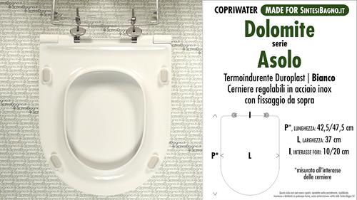 WC-Seat MADE for wc ASOLO DOLOMITE model. Type DEDICATED. SOFT CLOSE