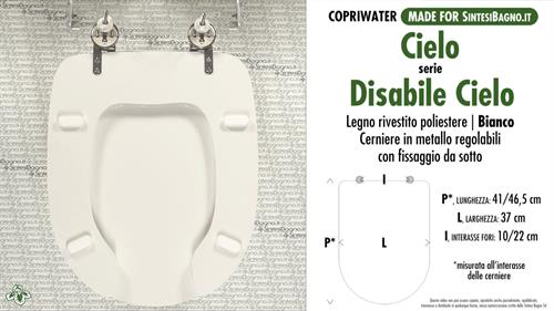WC-Seat for wc DISABLED. CIELO DISABILE CIELO. Type DEDICATED. Wood Covered