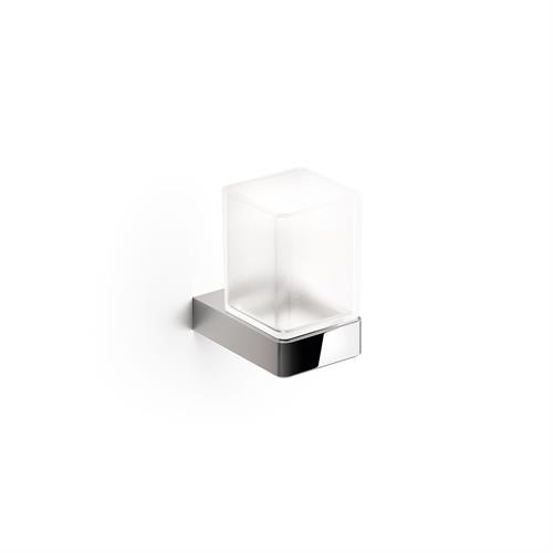 Wall-mounted tumbler holder with satined glass tumbler. Inda/INDISSIMA_Chrome