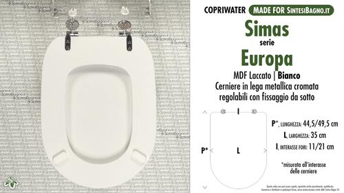 Abattant wc MADE pour EUROPA SIMAS modèle. Type COMPATIBILE. MDF laqué