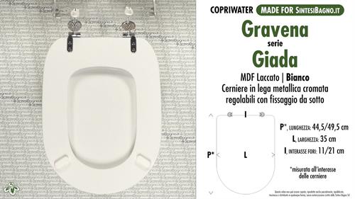 Abattant wc MADE pour GIADA GRAVENA modèle. Type COMPATIBILE. MDF laqué