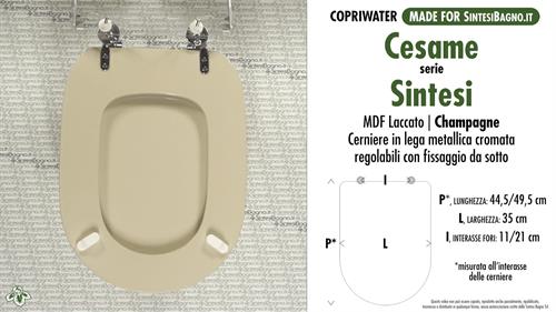 Abattant wc MADE pour SINTESI CESAME modèle. CHAMPAGNE. Type COMPATIBILE