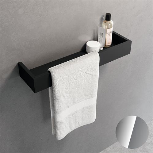 Towel holder with storage shelf. 60 cm. SILVER