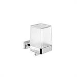 Wall-mounted lever soap dispenser with satined glass container
