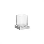 Wall-mounted tumbler holder with satined glass tumbler