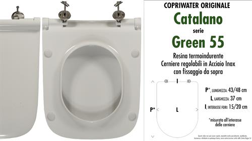 Abattant wc GREEN 55 CATALANO modèle. Type ORIGINAL. SOFT CLOSE. Duroplast