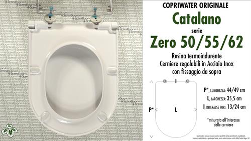Abattant wc ZERO 50/55/62 CATALANO modèle. Type ORIGINAL. SOFT CLOSE. 5ZECOF00
