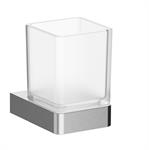 Wall-mounted tumbler holder with satined glass tumbler. Inox AISI 304
