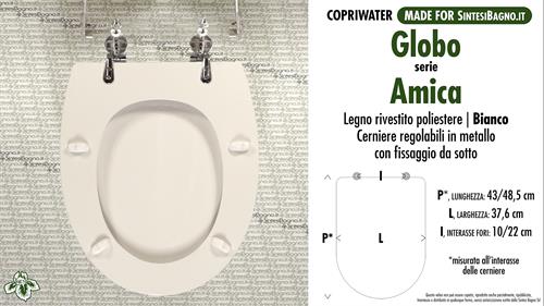 WC-Sitz MADE für wc AMICA GLOBO Modell. Typ KOMPATIBEL. Polyester mit holzkern