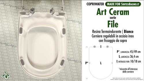 WC-Sitz MADE für wc FILE ART CERAM Modell. Typ GEWIDMETER. Duroplastischen