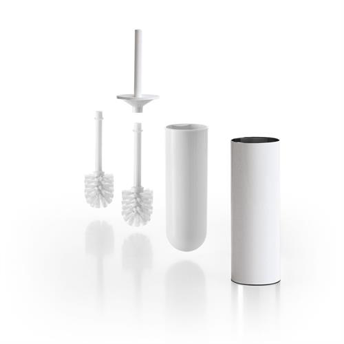 Wall mounted/free-standing toilet brush holder. Glossy white. White brush