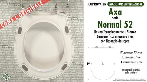 WC-Sitz NORMAL 52 AXA Modell. Typ “WIE DAS ORIGINAL”. Duroplast
