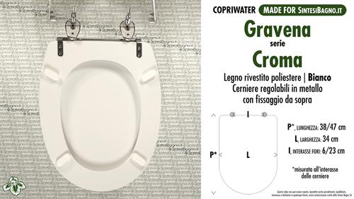 WC-Seat MADE for wc CROMA GRAVENA Model. Type DEDICATED. Wood Covered