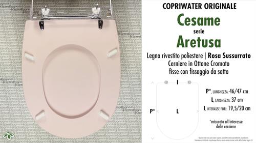 Abattant wc ARETUSA/CESAME modèle. ROSE CHUCHOTER. Type ORIGINAIRE