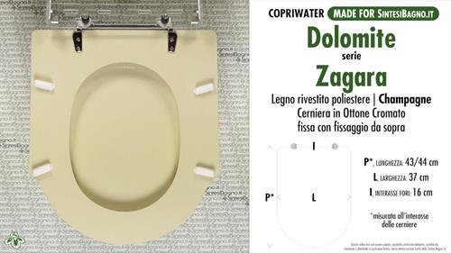 WC-Seat MADE for wc ZAGARA/DOLOMITE Model. CHAMPAGNE. Type DEDICATED