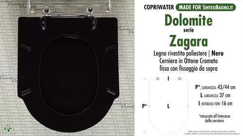 WC-Seat MADE for wc ZAGARA/DOLOMITE Model. BLACK. Type DEDICATED. Wood Covered