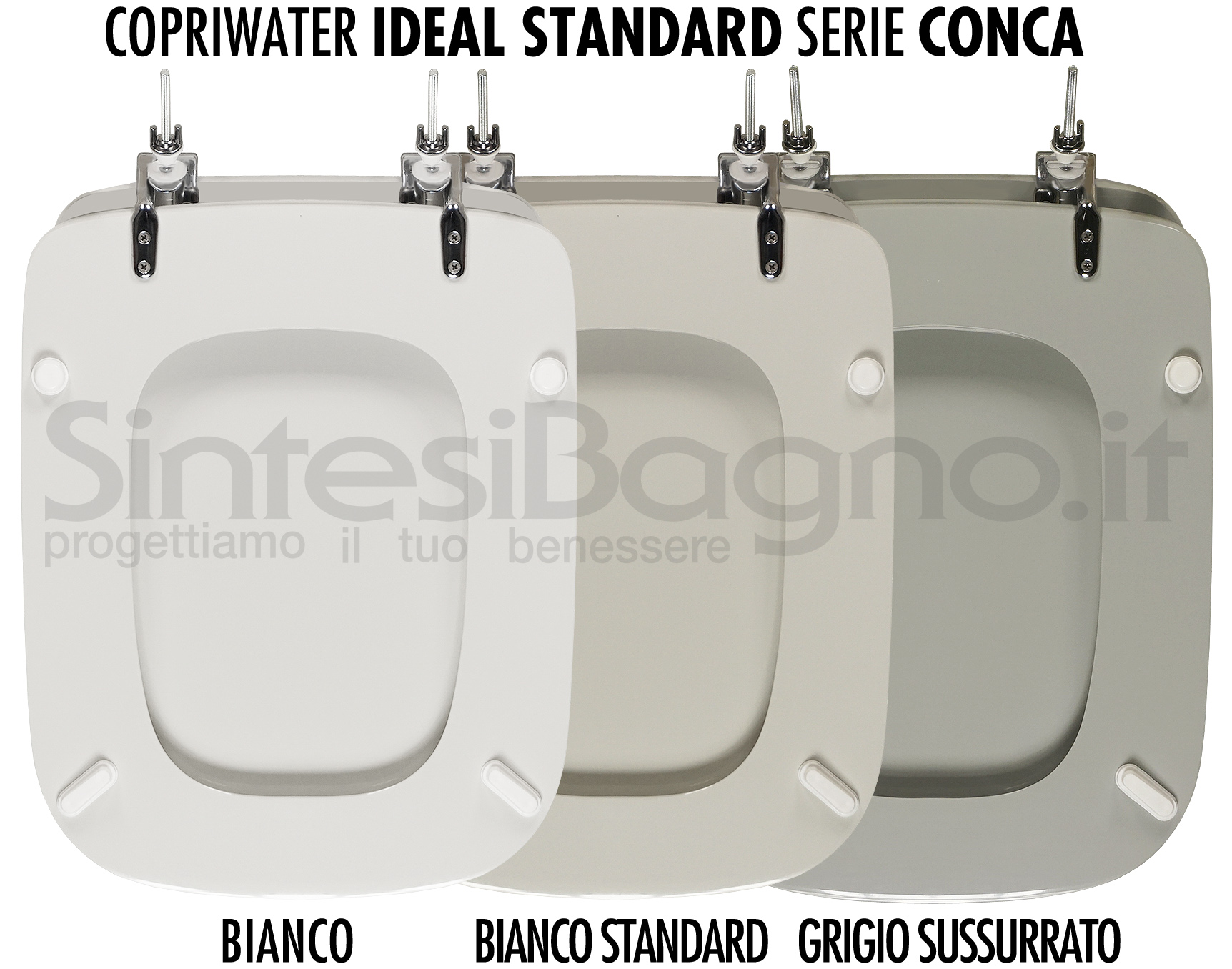 Copriwater Ideal Standard Conca bianco, bianco standard, grigio sussurrato