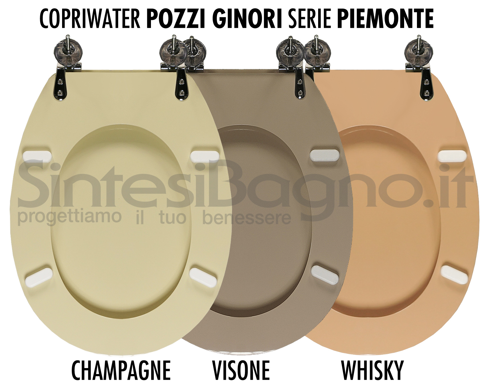 Sedili wc colorati Pozzi Ginori (Richard Ginori): CHAMPAGNE, VISONE, WHISKY