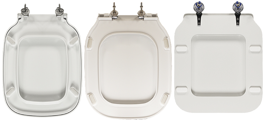 Rectangular toilet seats and sanitary ware with extension